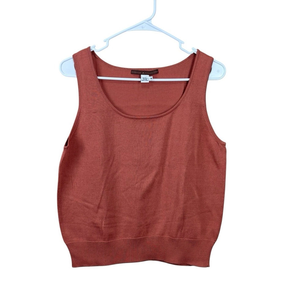 Peruvian Connection Salmon Knit Pima Cotton Sleeveless Round Neck Tank Top
